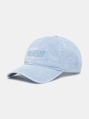 GANNI czapka z daszkiem jeansowa Cap Hat Denim kolor niebieski A5760
