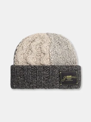 GANNI czapka z dodatkiem wełny Wool Cotton Bubble kolor szary A6661