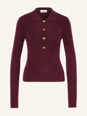 Ganni Dzianinowa Koszulka Polo rot