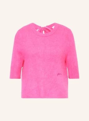 Ganni Dzianinowa Koszulka Z Dodatkiem Alpaki pink