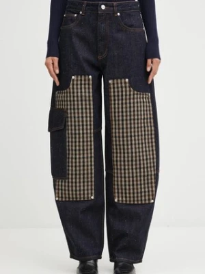 GANNI jeansy Neppy Denim Carpenter damskie high waist J1765