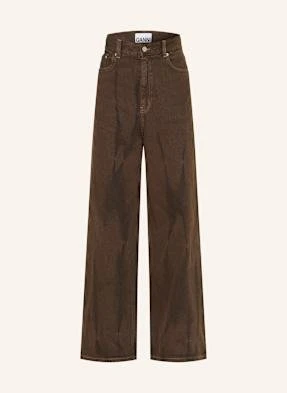 Ganni Jeansy Wide Leg braun