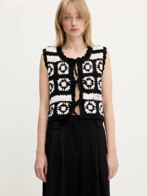 GANNI kardigan bawełniany Cotton Crochet damski kolor różowy K2440