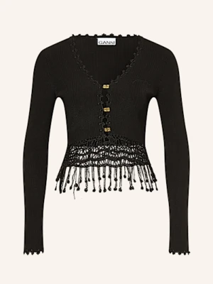 Ganni Kardigan Shiny schwarz