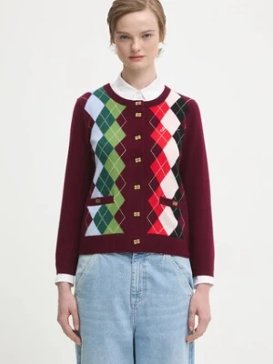 GANNI kardigan wełniany Cashmere Wool Mix damski kolor bordowy lekki K2532