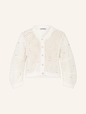 Ganni Kardigan Z Ozdobnymi Kamykami weiss