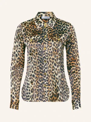 Ganni Koszula Z Satyny beige