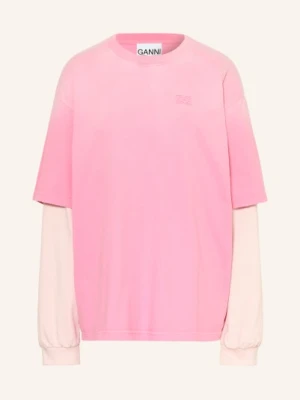 Ganni Koszulka Z Długim Rękawem Oversize rosa