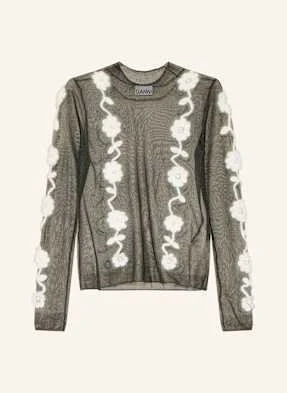 Ganni Koszulka Z Długim Rękawem schwarz