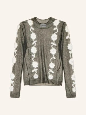 Ganni Koszulka Z Długim Rękawem schwarz