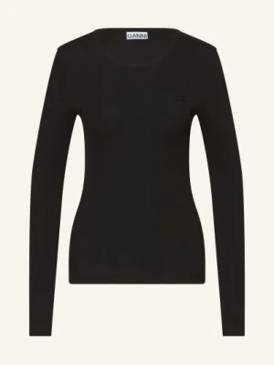 Ganni Koszulka Z Długim Rękawem schwarz