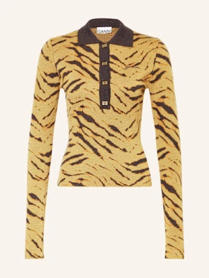 Ganni Koszulka Z Długim Rękawem Z Wełny Merino gelb