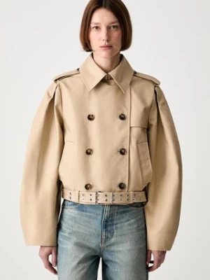 GANNI krótki trencz damski bawełniany