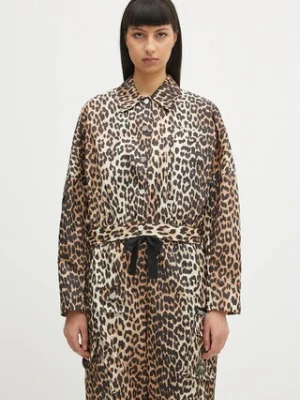 GANNI kurtka Duchesse Nylon Short kolor brązowy przejściowa W0470