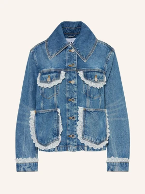 Ganni Kurtka Dżinsowa Z Koronką blau 569 Dark Blue Vintage
