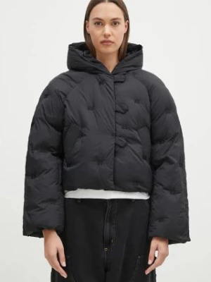 GANNI kurtka puchowa Nylon Tech Puffer Short Jacket damska kolor czarny zimowa F9546