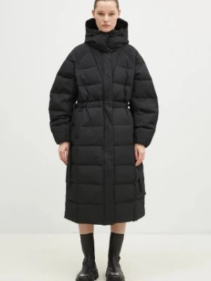 GANNI kurtka puchowa Tech Seersucker Puffer Coat damska kolor czarny zimowa oversize F9688