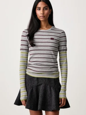 GANNI longsleeve damski bawełniany z elastanem Double Sleeve