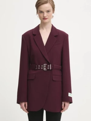 GANNI marynarka Future Twill Suiting kolor bordowy jednorzędowa gładka W0403