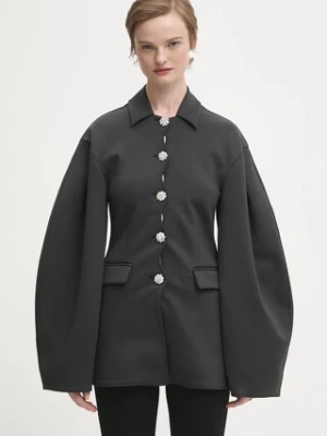 GANNI marynarka Scuba Neoprene kolor szary jednorzędowa gładka W0516