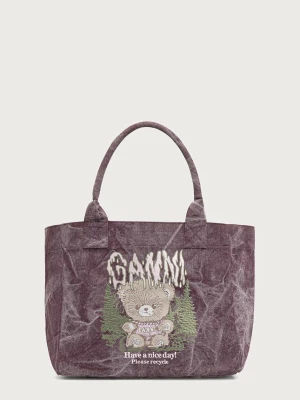 GANNI Medium Snow Teddy Bear torebka shopper damska bawełniana