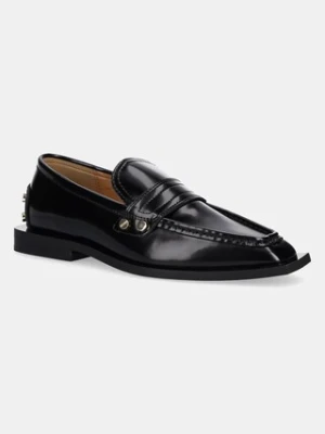 GANNI mokasyny Studs Square Toe Loafer Box damskie kolor czarny na płaskim obcasie S3178