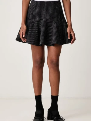 GANNI Pinstripe Flannel Corset spódnica rozkloszowana z dodatkiem wełny