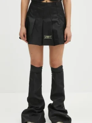 GANNI spódnica Duchesse Nylon Pleated Mini kolor czarny mini rozkloszowana W0479