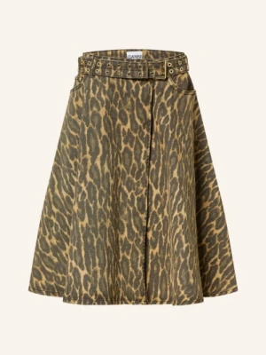 Ganni Spódnica Jeansowa O Kroju Kopertowym beige