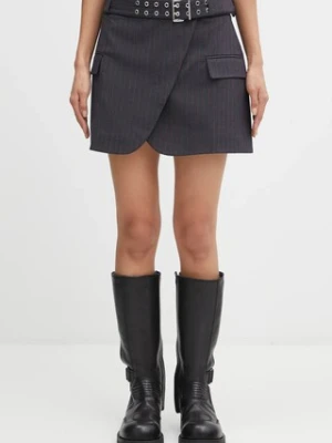 GANNI spódnica Stretch Stripe Tailoring kolor szary mini prosta W0711