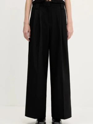 GANNI spodnie Heavy Cotton Tailoring Mid Waist damskie kolor czarny szerokie high waist W0246