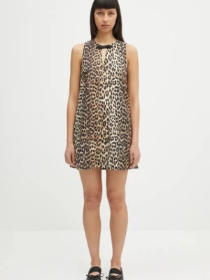GANNI sukienka Duchesse Nylon Mini kolor brązowy mini rozkloszowana W0474
