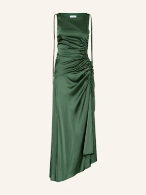 Ganni Sukienka Satynowa Z Drapowaniem gruen