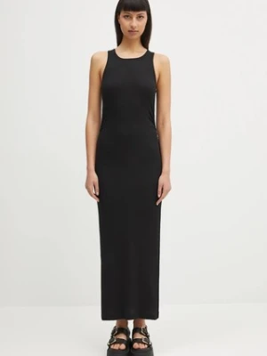 GANNI sukienka Soft Cotton Rib Tank Top Long kolor czarny maxi dopasowana T3935