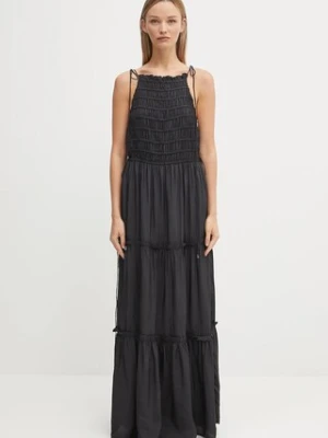 GANNI sukienka Viscose Habotai Maxi Smock Slip kolor czarny maxi rozkloszowana W0571