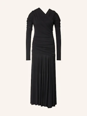 Ganni Sukienka Z Dżerseju W Stylu Kopertowym schwarz