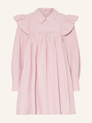 Ganni Sukienka Z Falbanami rosa