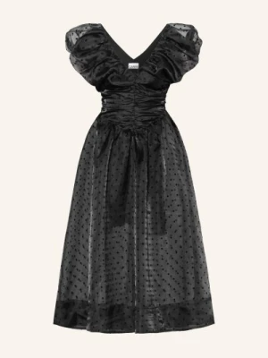 Ganni Sukienka Z Falbanami schwarz