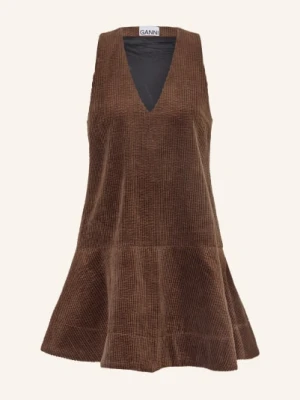 Ganni Sukienka Z Kordu braun