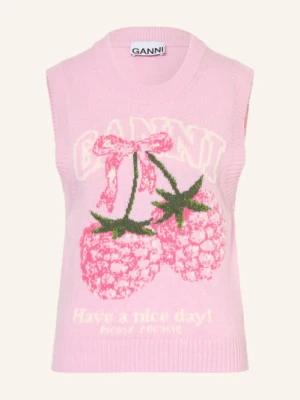Ganni Sweter Bez Rękawów pink