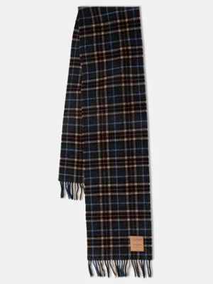 GANNI szalik wełniany Double Face Wool Check damski kolor szary wzorzysty A6933