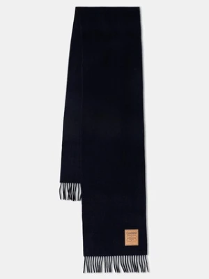 GANNI szalik wełniany Double Face Wool Solid damski kolor granatowy gładki A6931