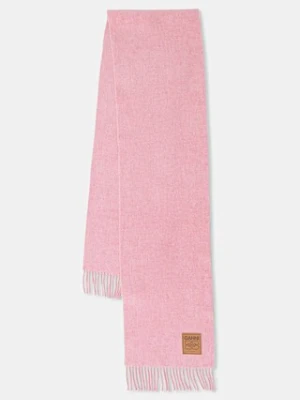 GANNI szalik wełniany Double Face Wool Solid damski kolor różowy gładki A6942