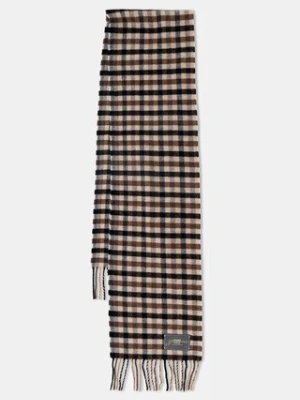 GANNI szalik wełniany Graphic Wool kolor brązowy wzorzysty A6668