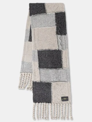 GANNI szalik z dodatkiem wełny Wool Cotton Bubble damski kolor szary wzorzysty A6662