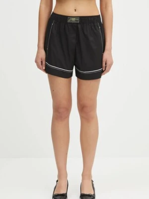 GANNI szorty bawełniane Cotton Poplin Elasticated damskie kolor czarny gładkie high waist W0504