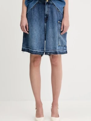 GANNI szorty jeansowe Light Denim damskie kolor granatowy gładkie high waist J1702