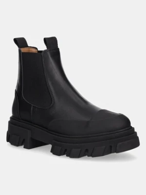 GANNI sztyblety Cleated Low Chelsea Boot damskie kolor czarny na płaskim obcasie S3237