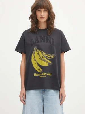GANNI t-shirt bawełniany Basic Cotton Jersey Banana Relaxed damski kolor szary T4238