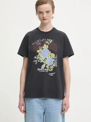 GANNI t-shirt bawełniany Basic Cotton Jersey Rose damski kolor szary T4342